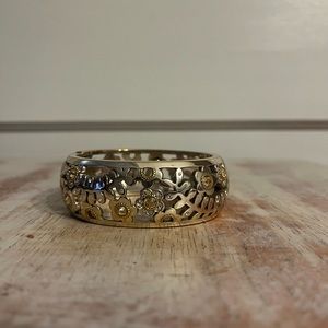 BRIGHTON Flowers on Fence Cutout Crystal Wide Bracelet